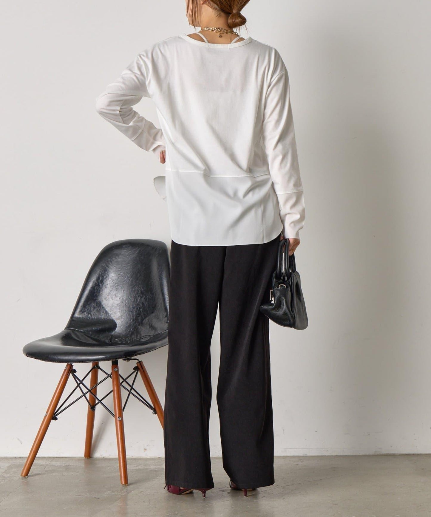 下襬袖口斜紋拼接針織衫