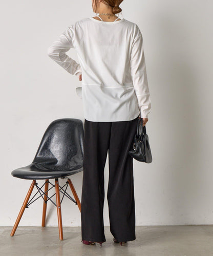 下襬袖口斜紋拼接針織衫