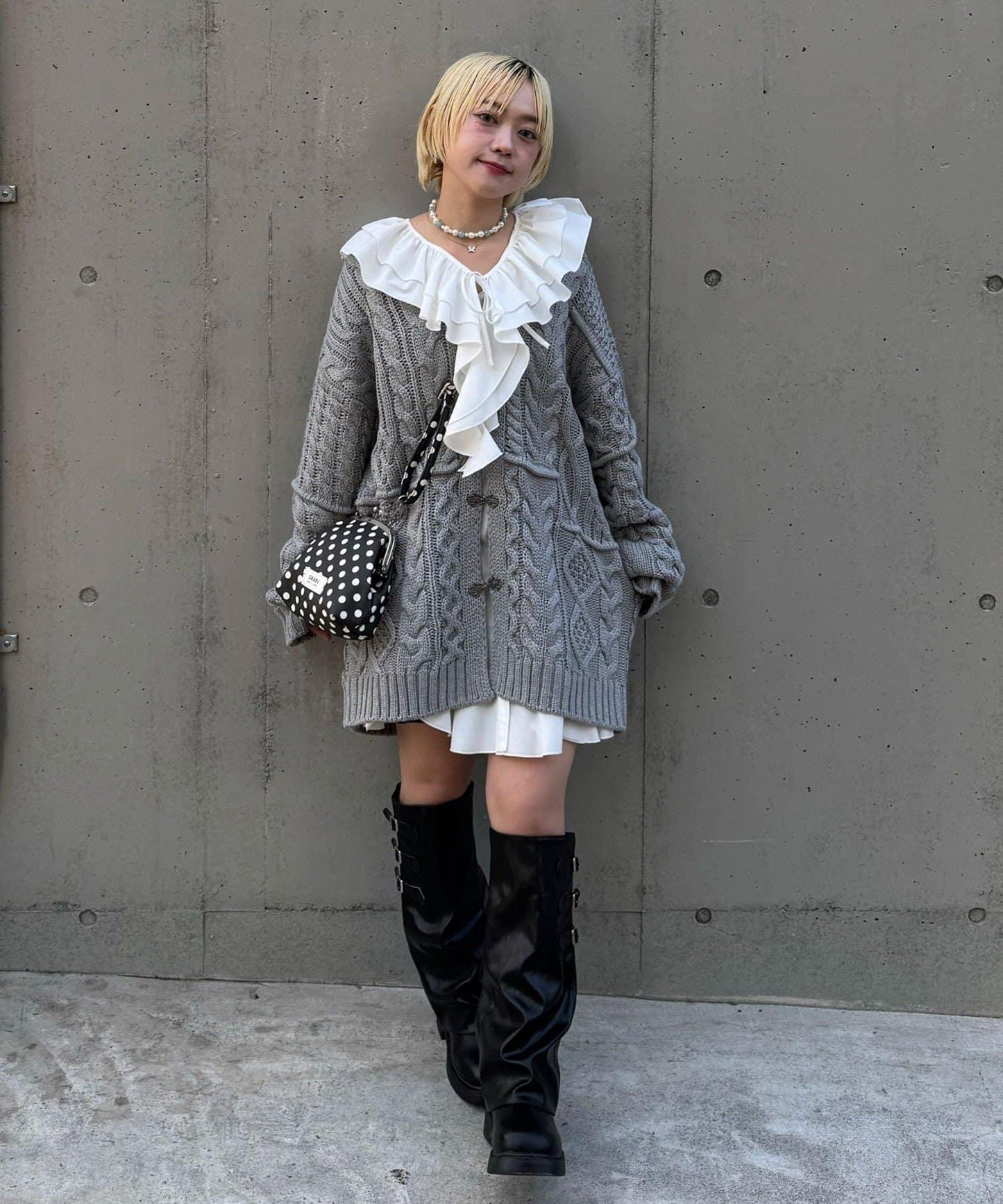 拼接提花編織開衫