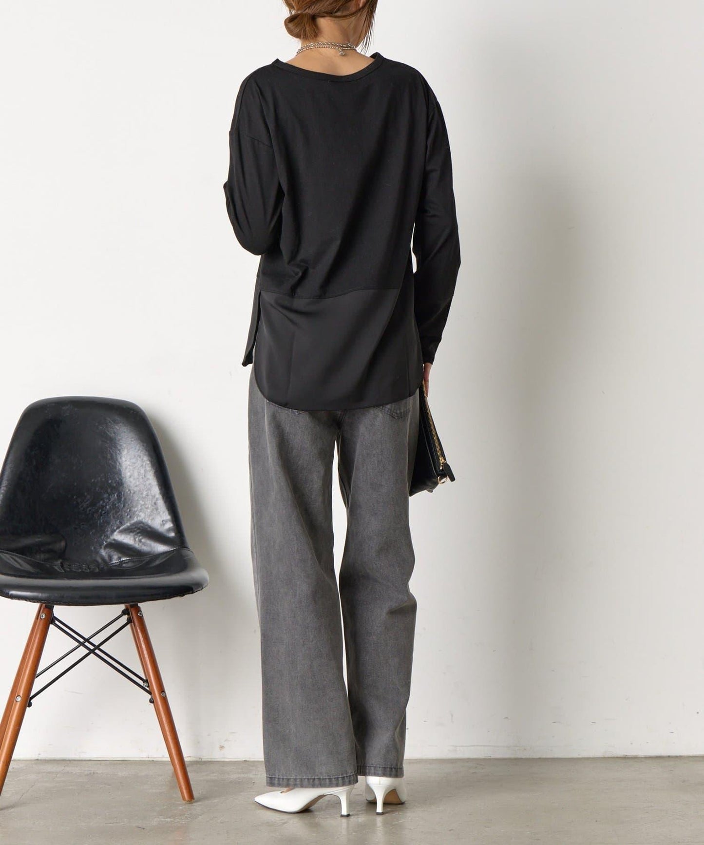 下襬袖口斜紋拼接針織衫