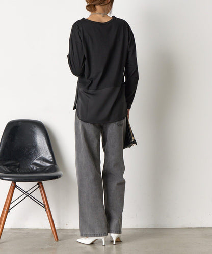 下襬袖口斜紋拼接針織衫