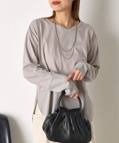 下襬袖口斜紋拼接針織衫