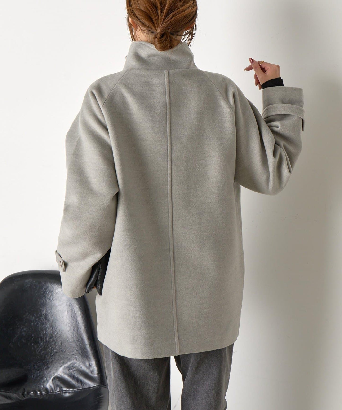 羊毛感立領夾克