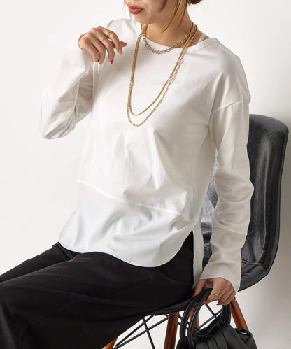 下襬袖口斜紋拼接針織衫