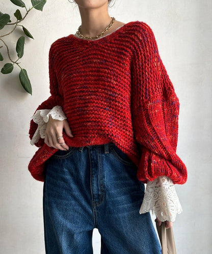 混紡紗線V領套頭衫