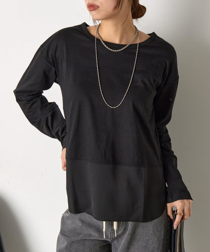 下襬袖口斜紋拼接針織衫