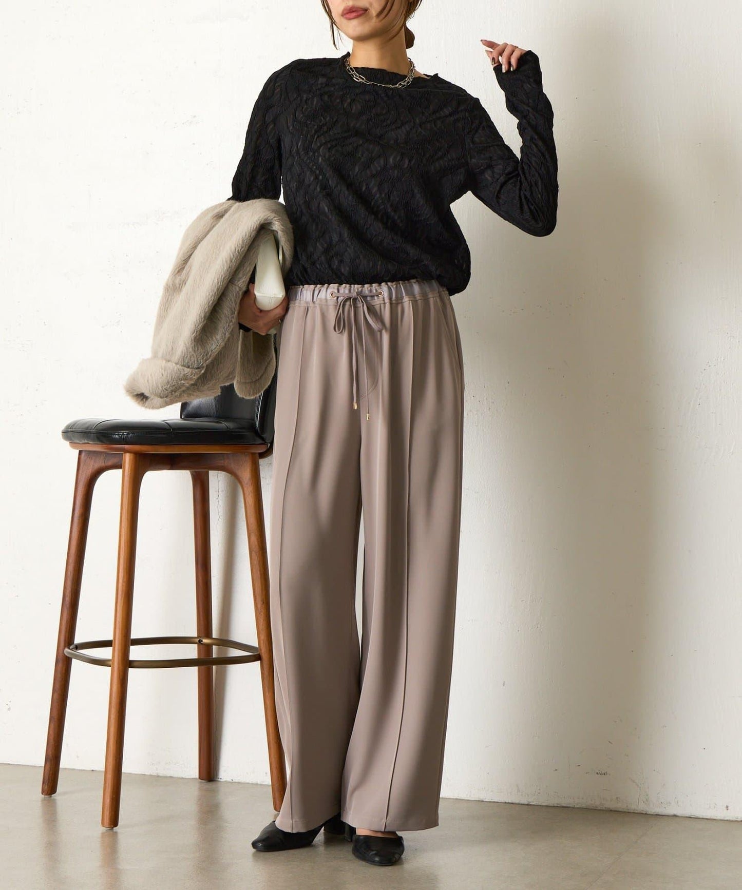 波浪提花套頭衫