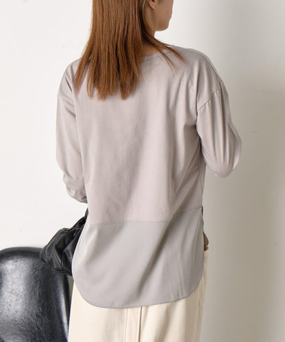 下襬袖口斜紋拼接針織衫