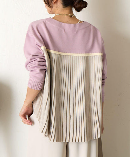 後褶皺船領針織衫