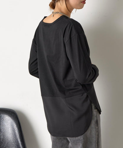 下襬袖口斜紋拼接針織衫