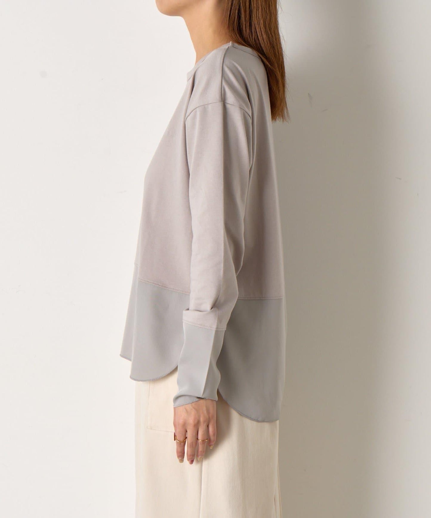 下襬袖口斜紋拼接針織衫