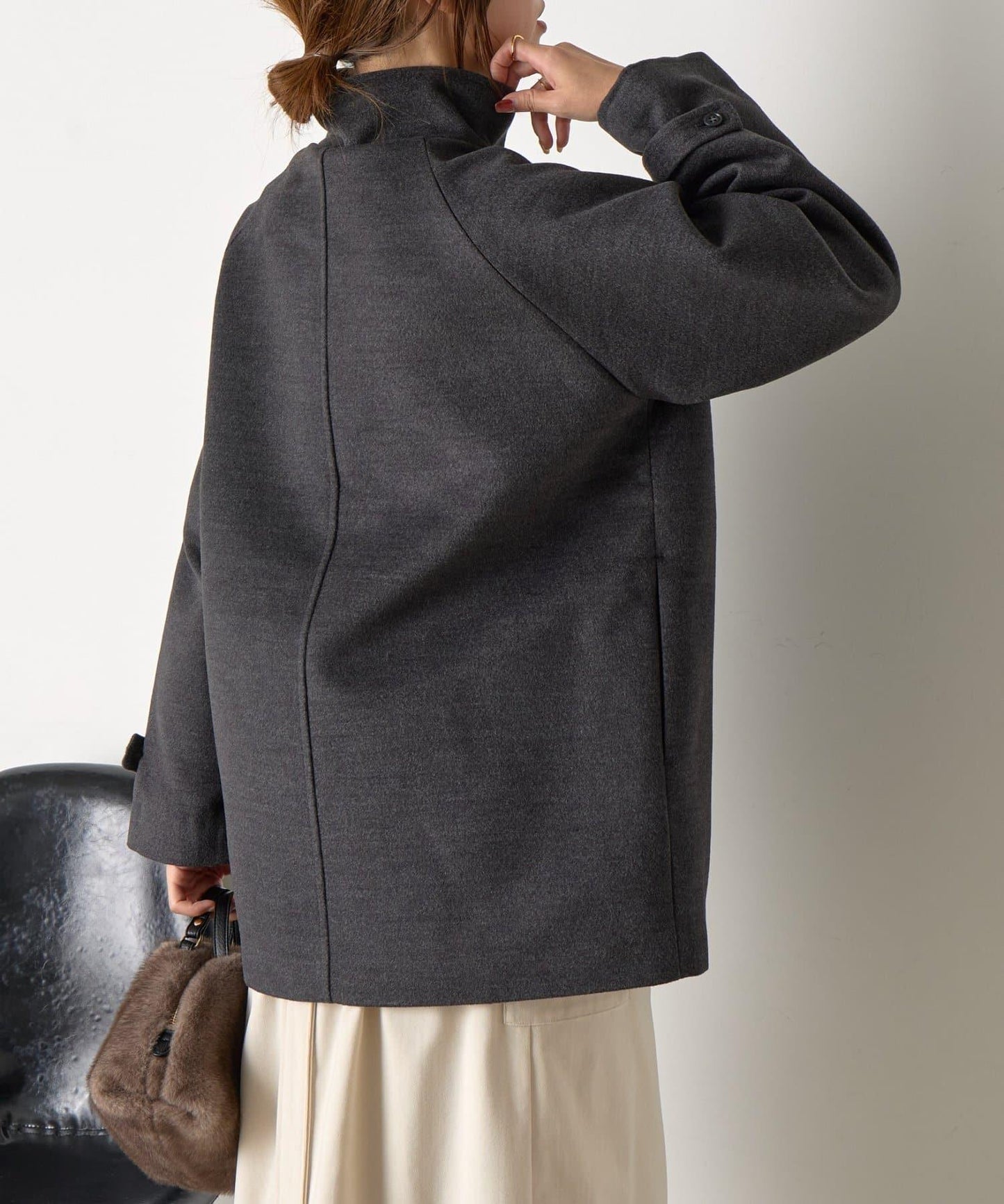 羊毛感立領夾克