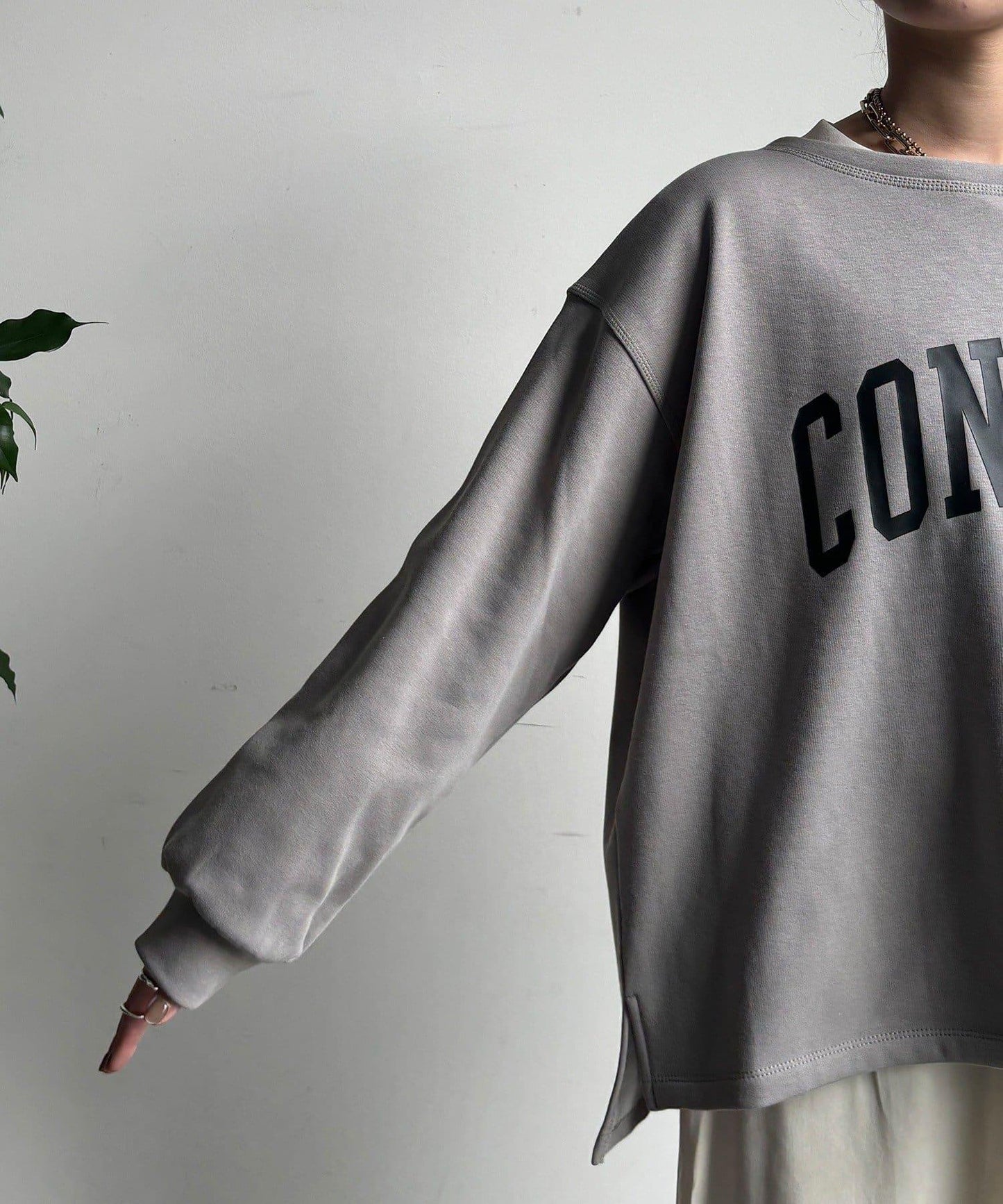 前後印花加絨套頭衫