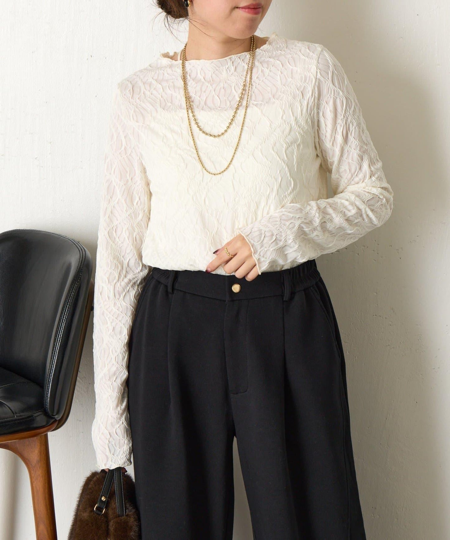 波浪提花套頭衫