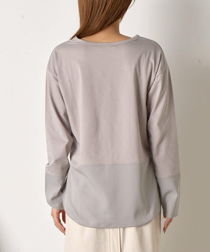 下襬袖口斜紋拼接針織衫