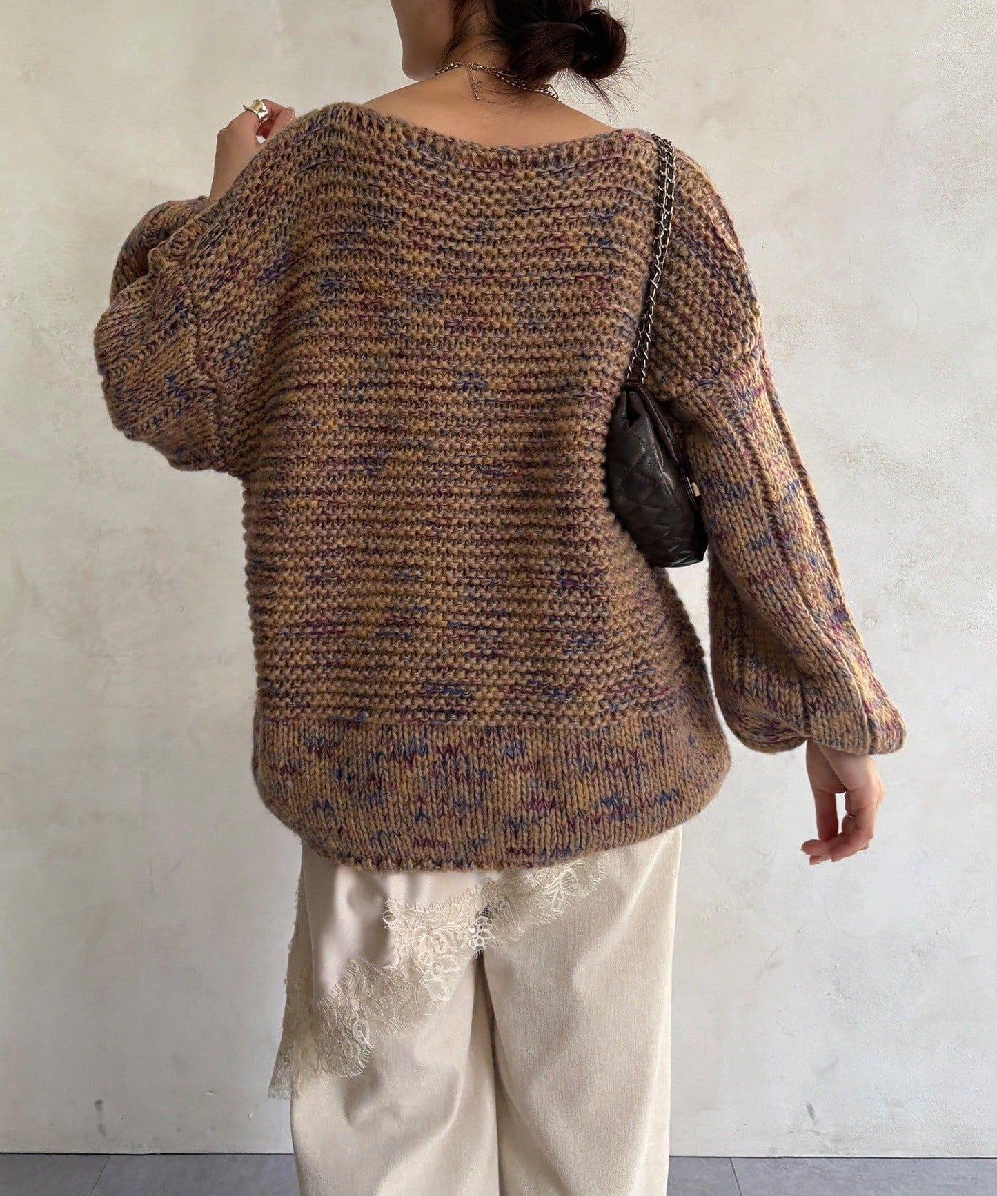 混紡紗線V領套頭衫