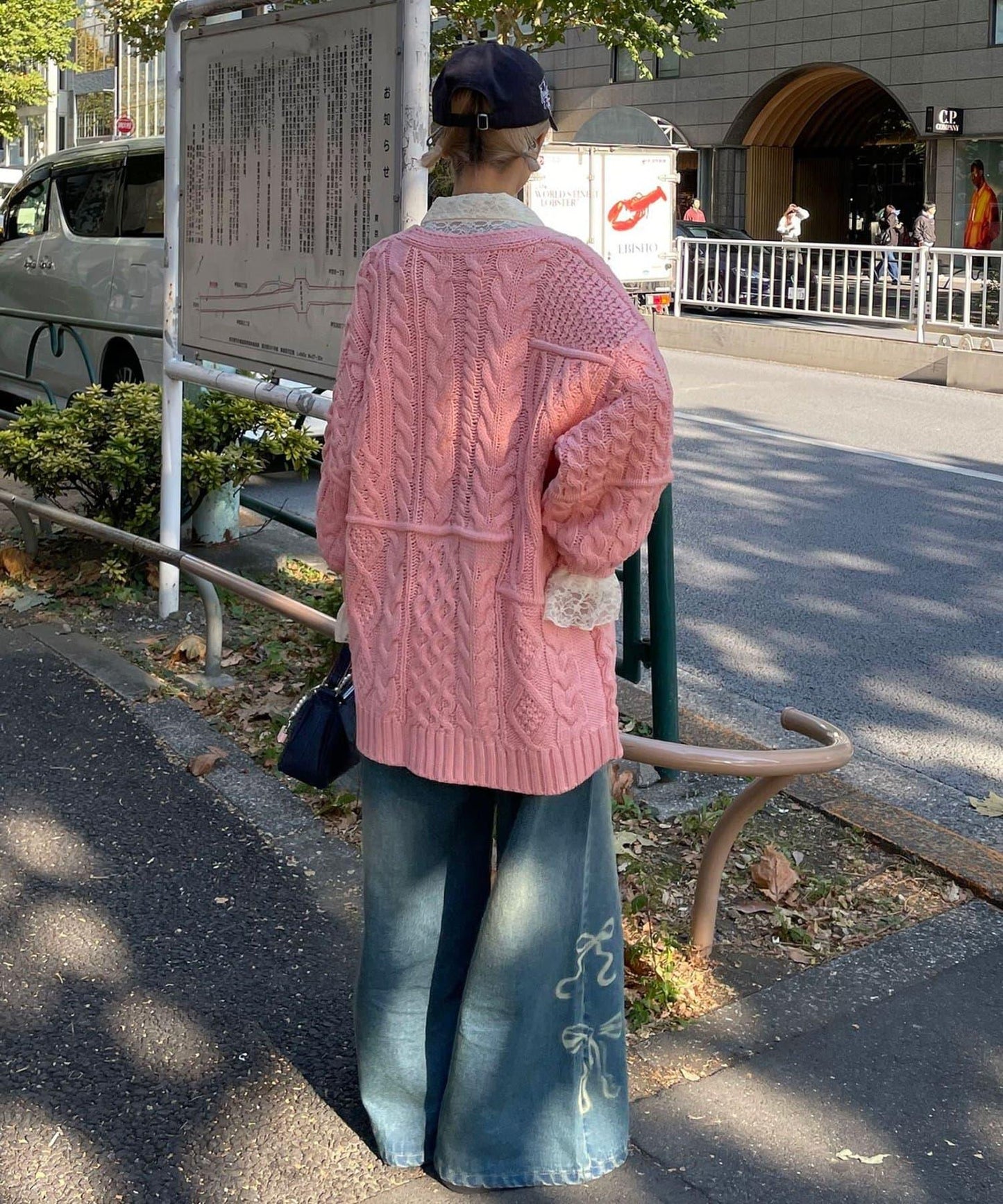 拼接提花編織開衫