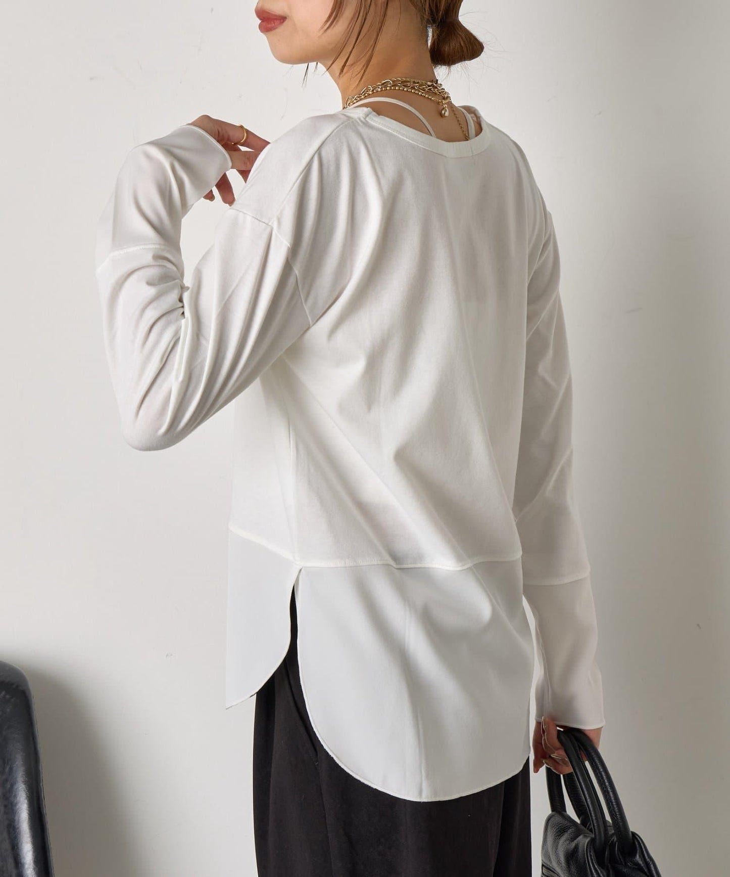 下襬袖口斜紋拼接針織衫