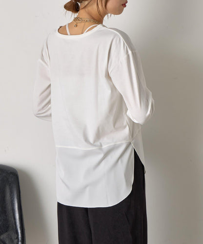 下襬袖口斜紋拼接針織衫