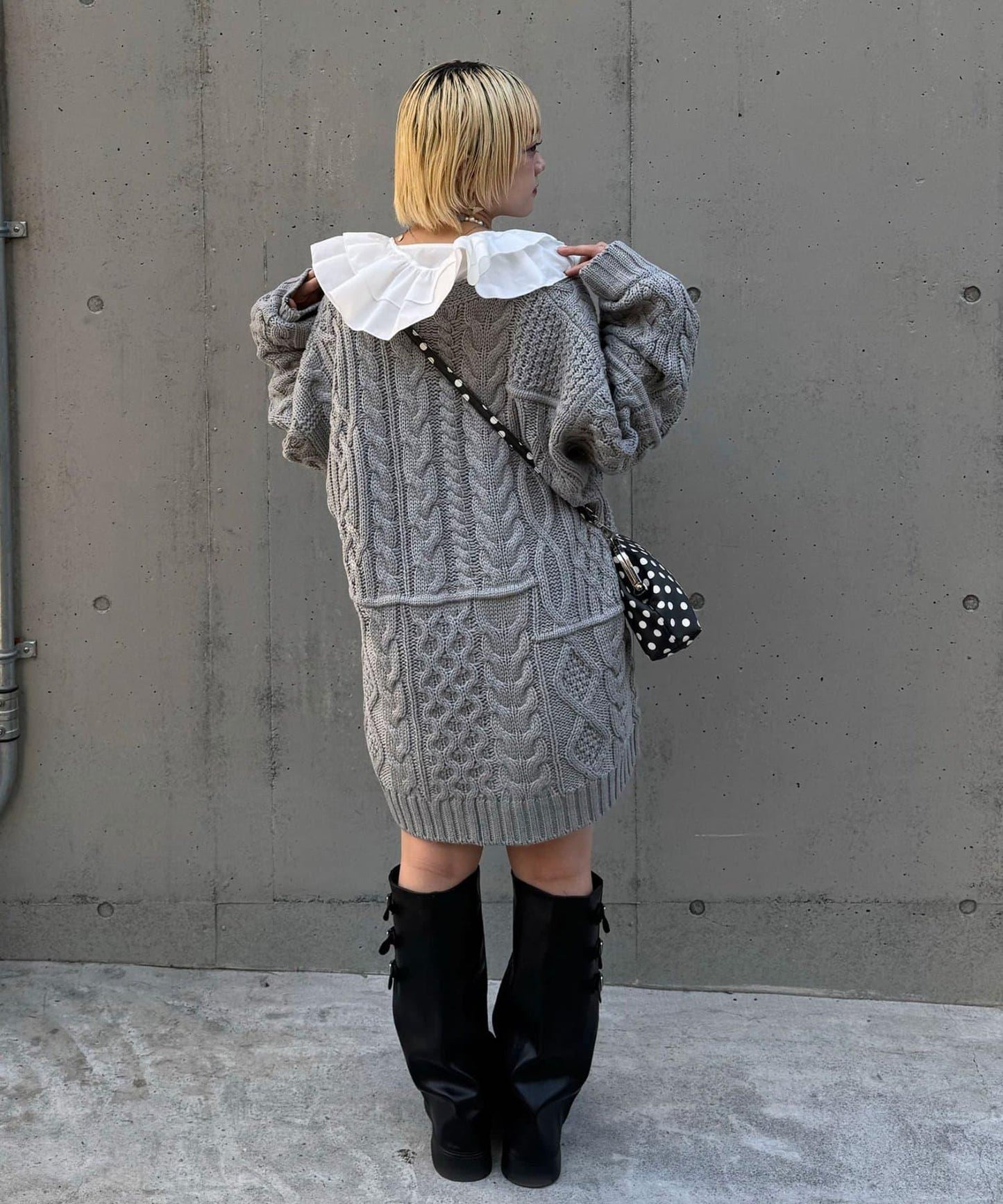 拼接提花編織開衫