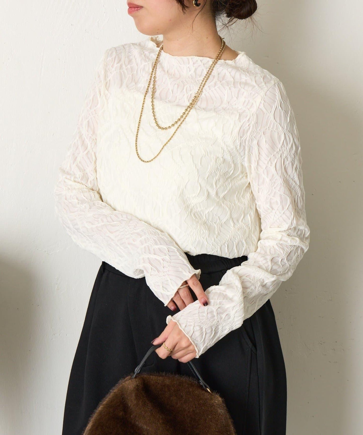 波浪提花套頭衫