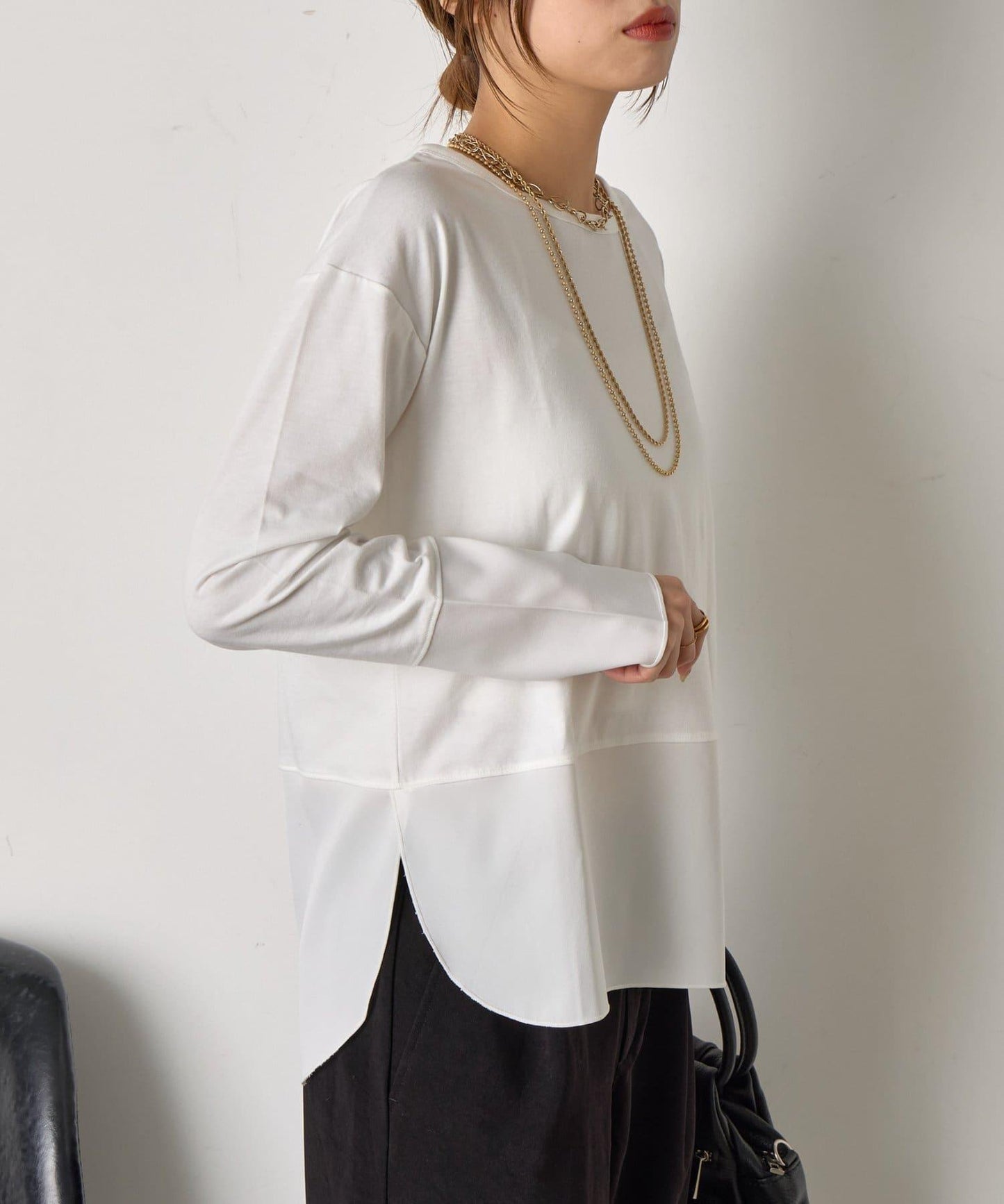 下襬袖口斜紋拼接針織衫