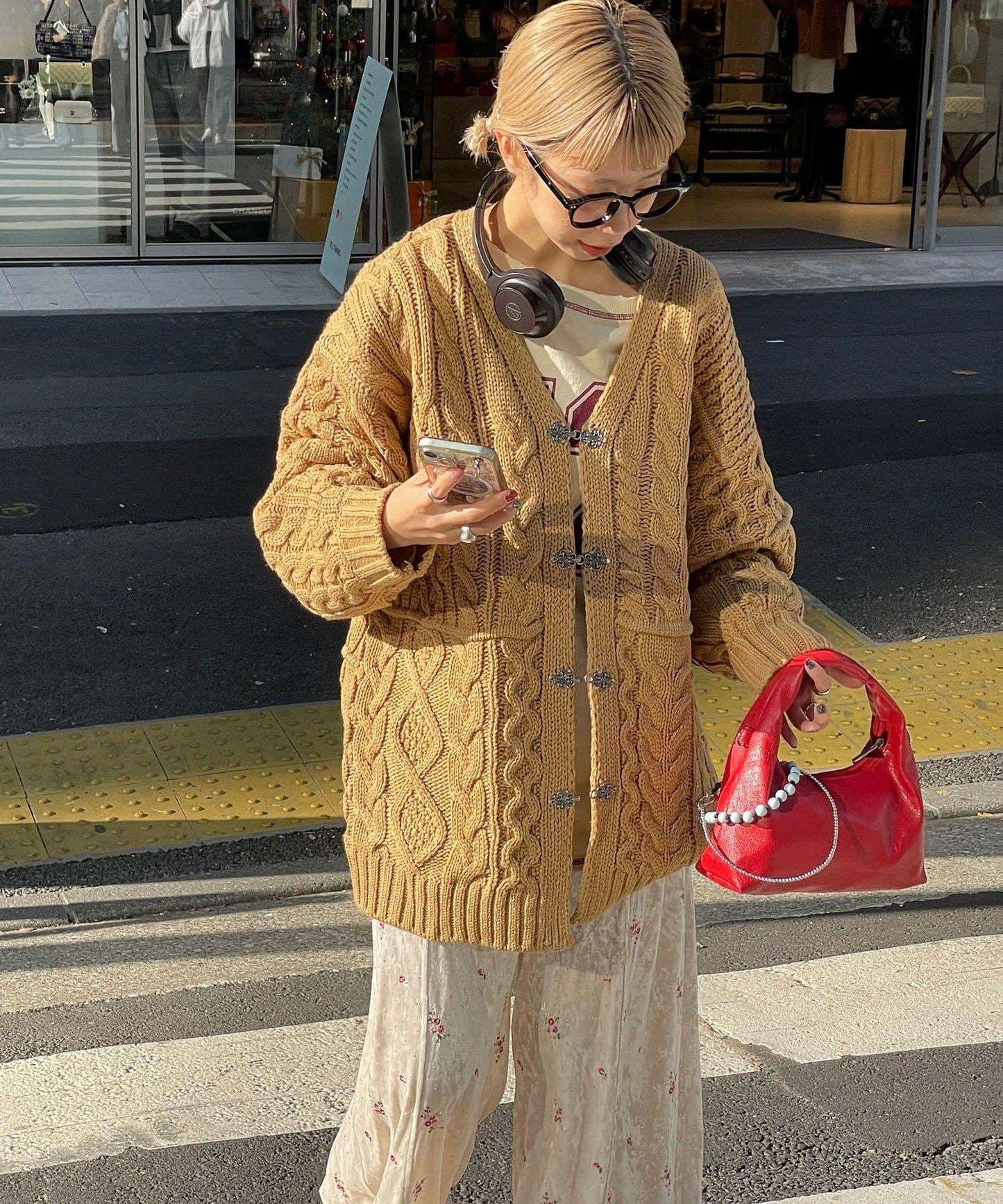 拼接提花編織開衫