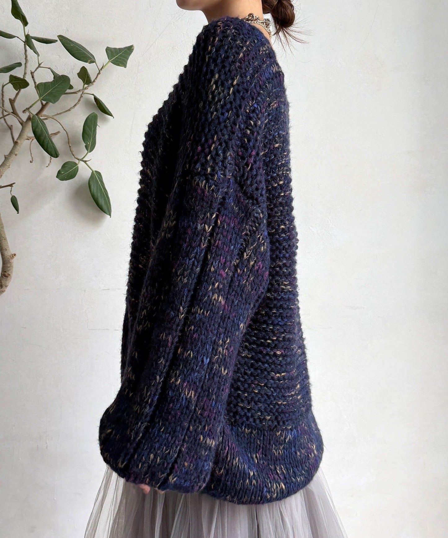 混紡紗線V領套頭衫