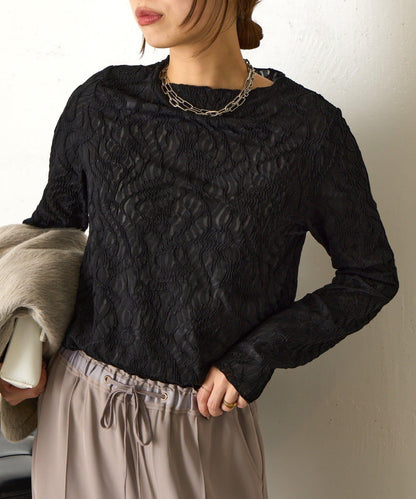 波浪提花套頭衫