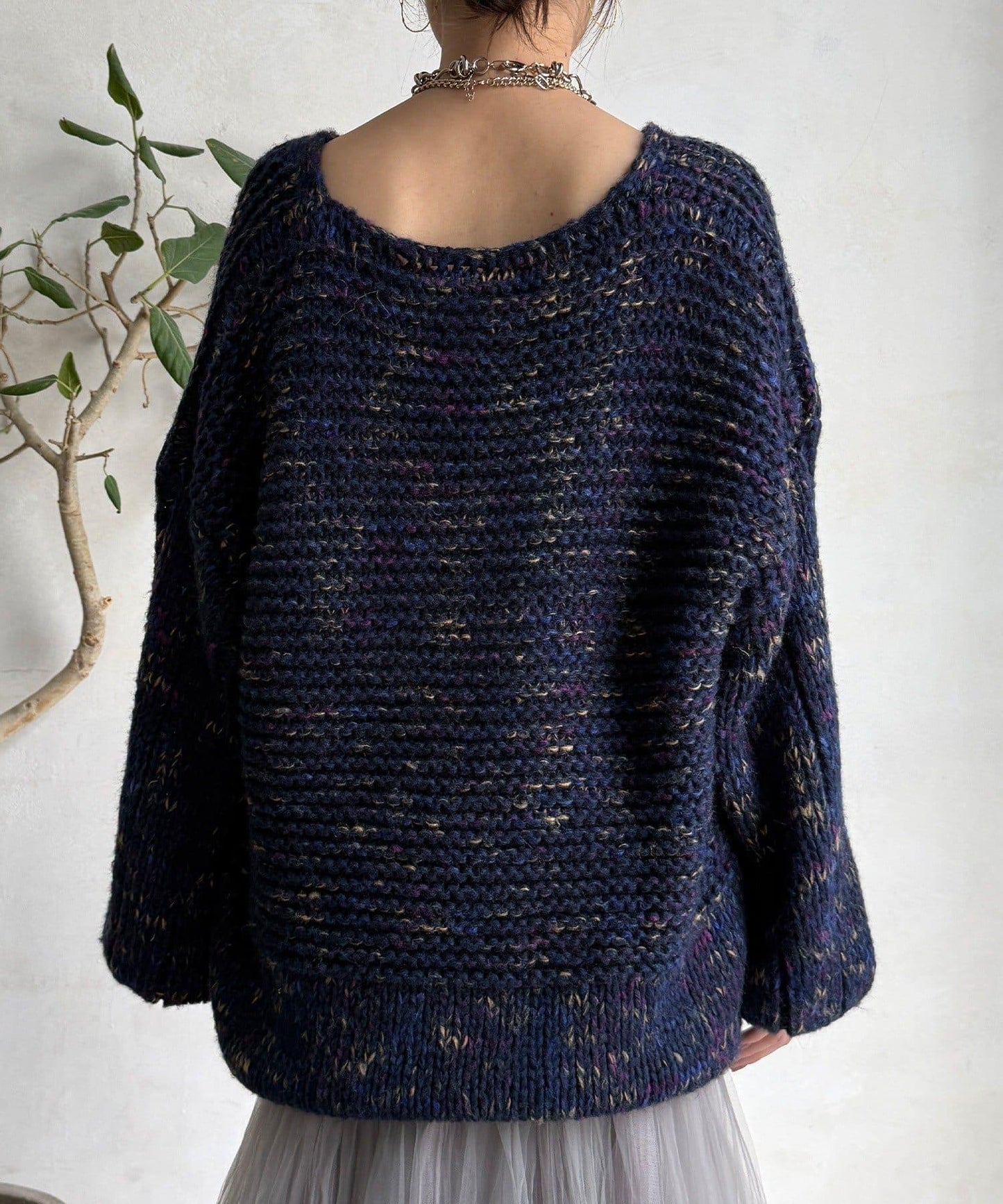 混紡紗線V領套頭衫