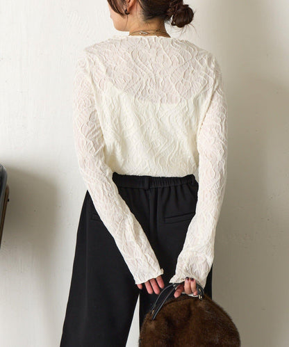 波浪提花套頭衫