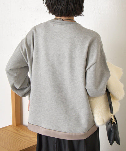 口袋拼色緞面針織衫