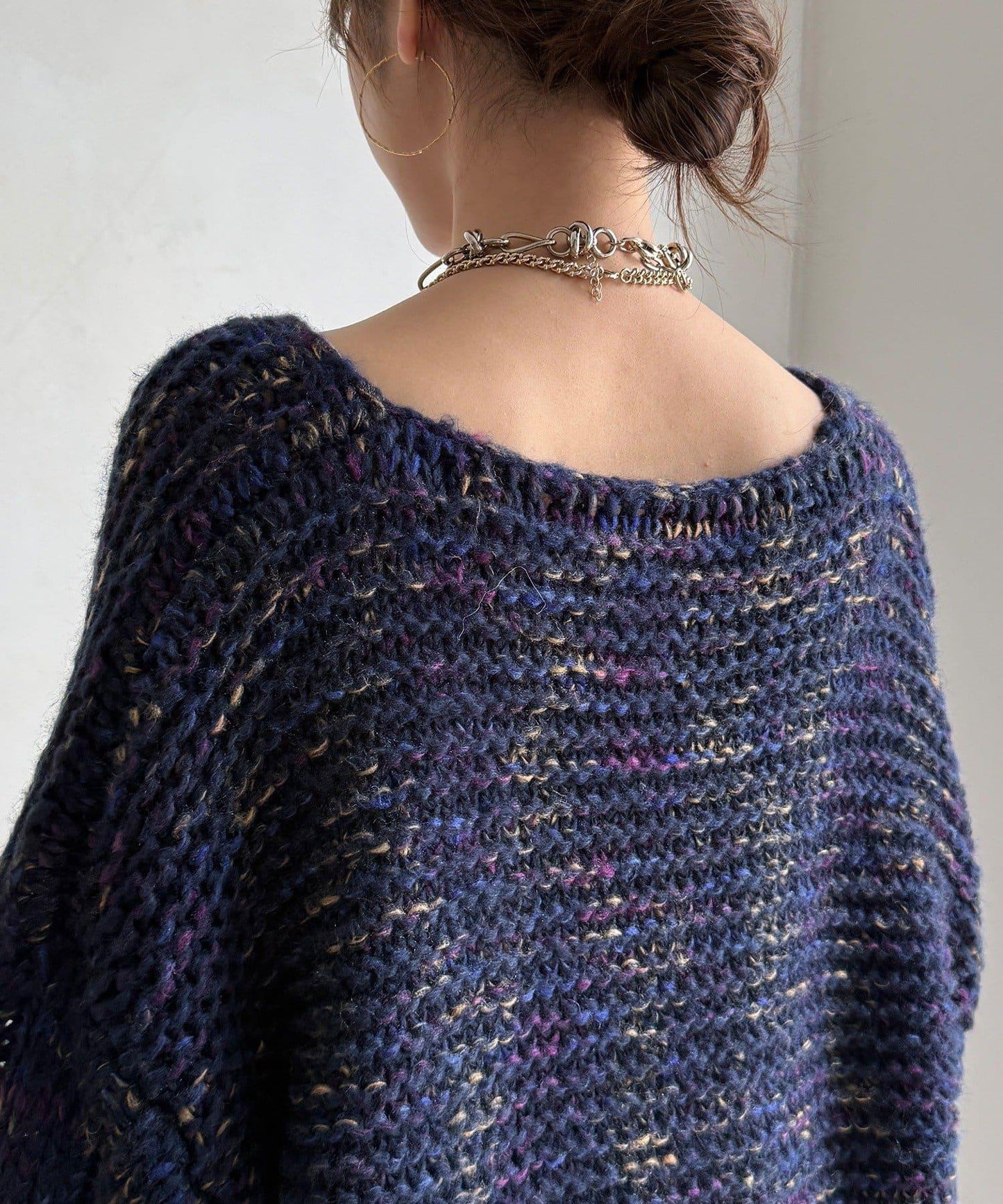 混紡紗線V領套頭衫