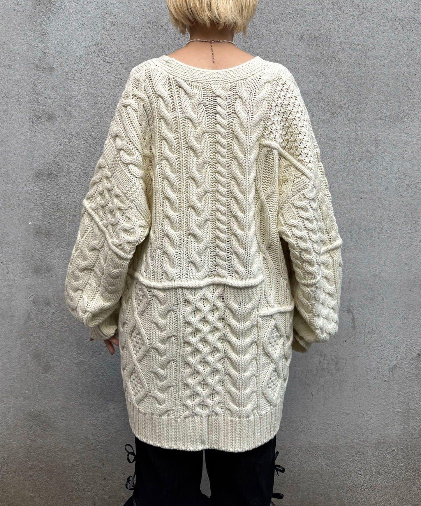 拼接提花編織開衫