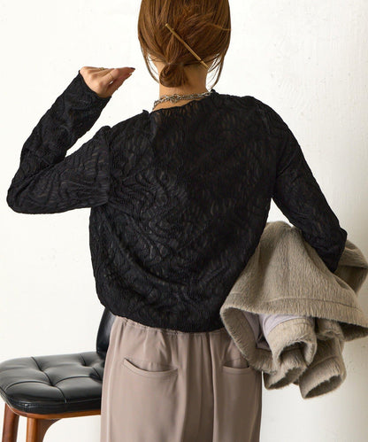 波浪提花套頭衫