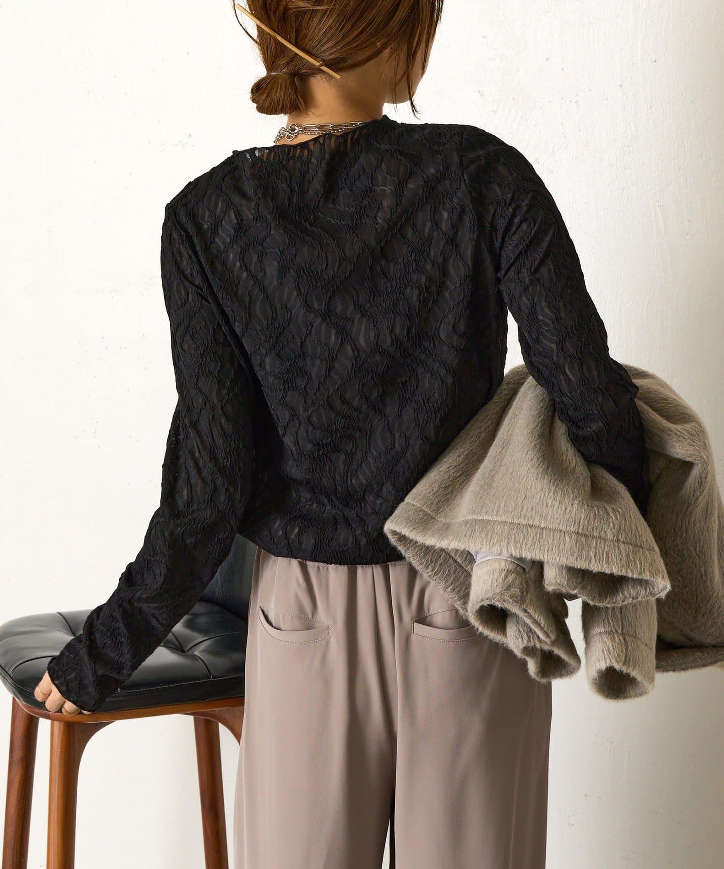 波浪提花套頭衫