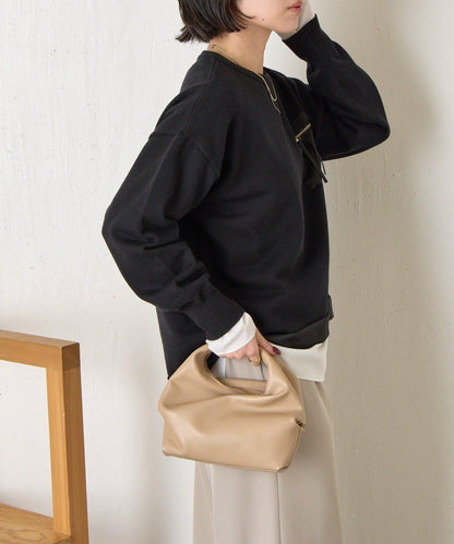 口袋拼色緞面針織衫