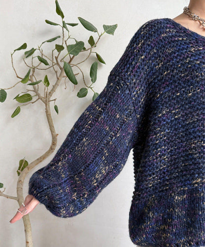 混紡紗線V領套頭衫