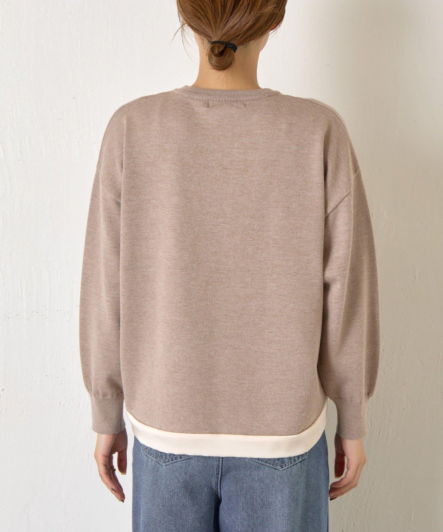 口袋拼色緞面針織衫