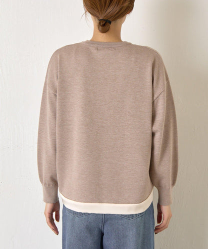 口袋拼色緞面針織衫