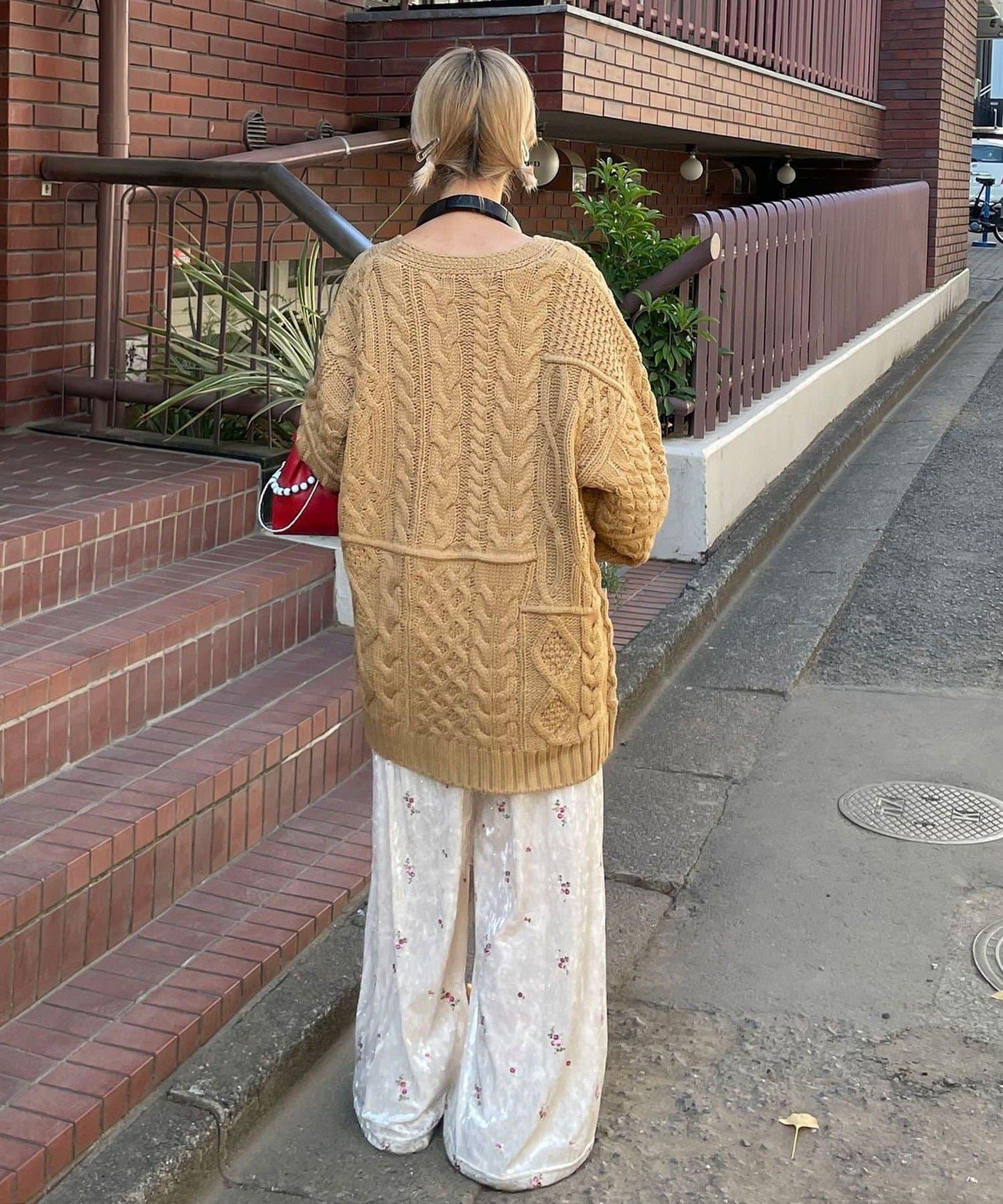 拼接提花編織開衫