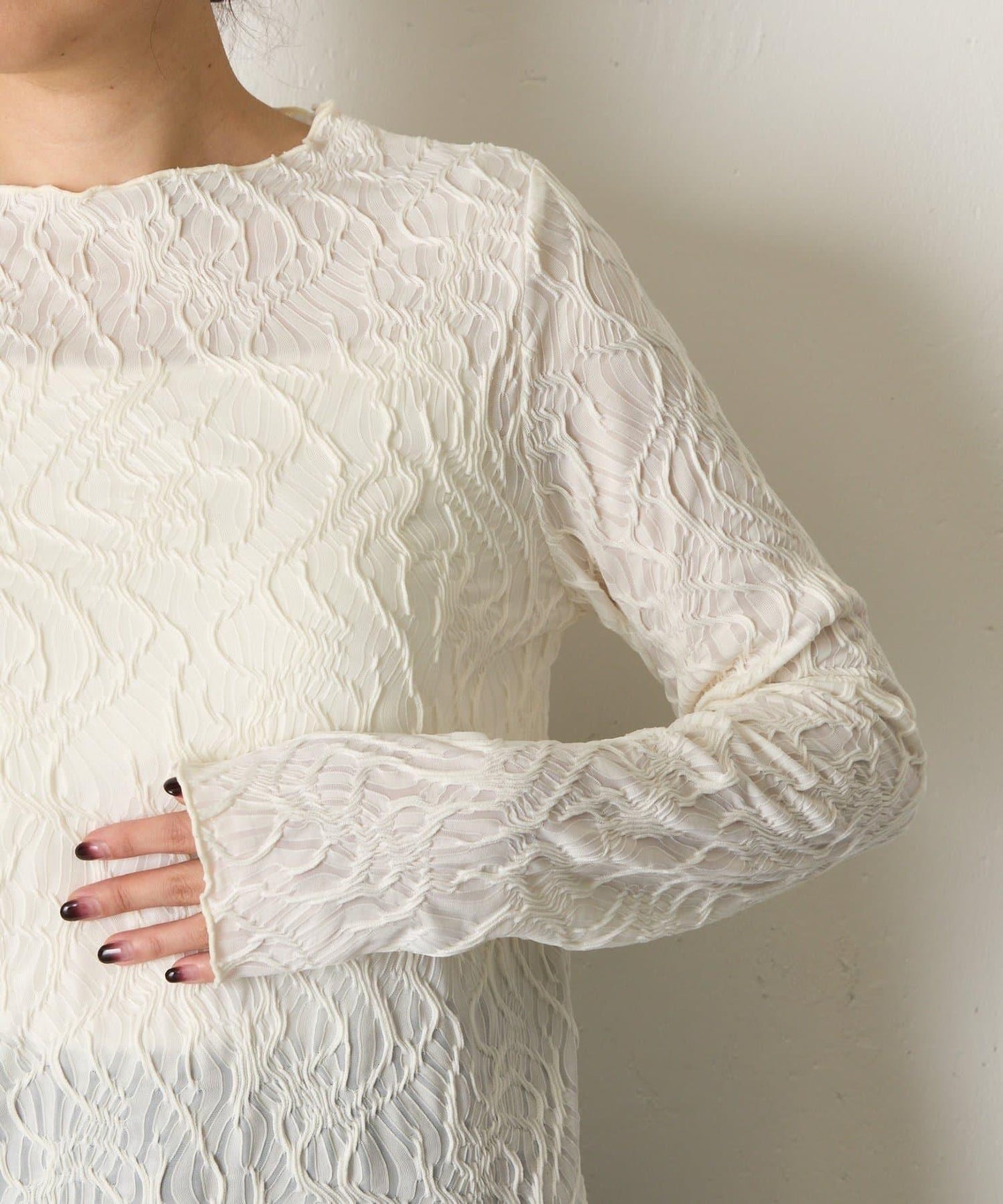 波浪提花套頭衫