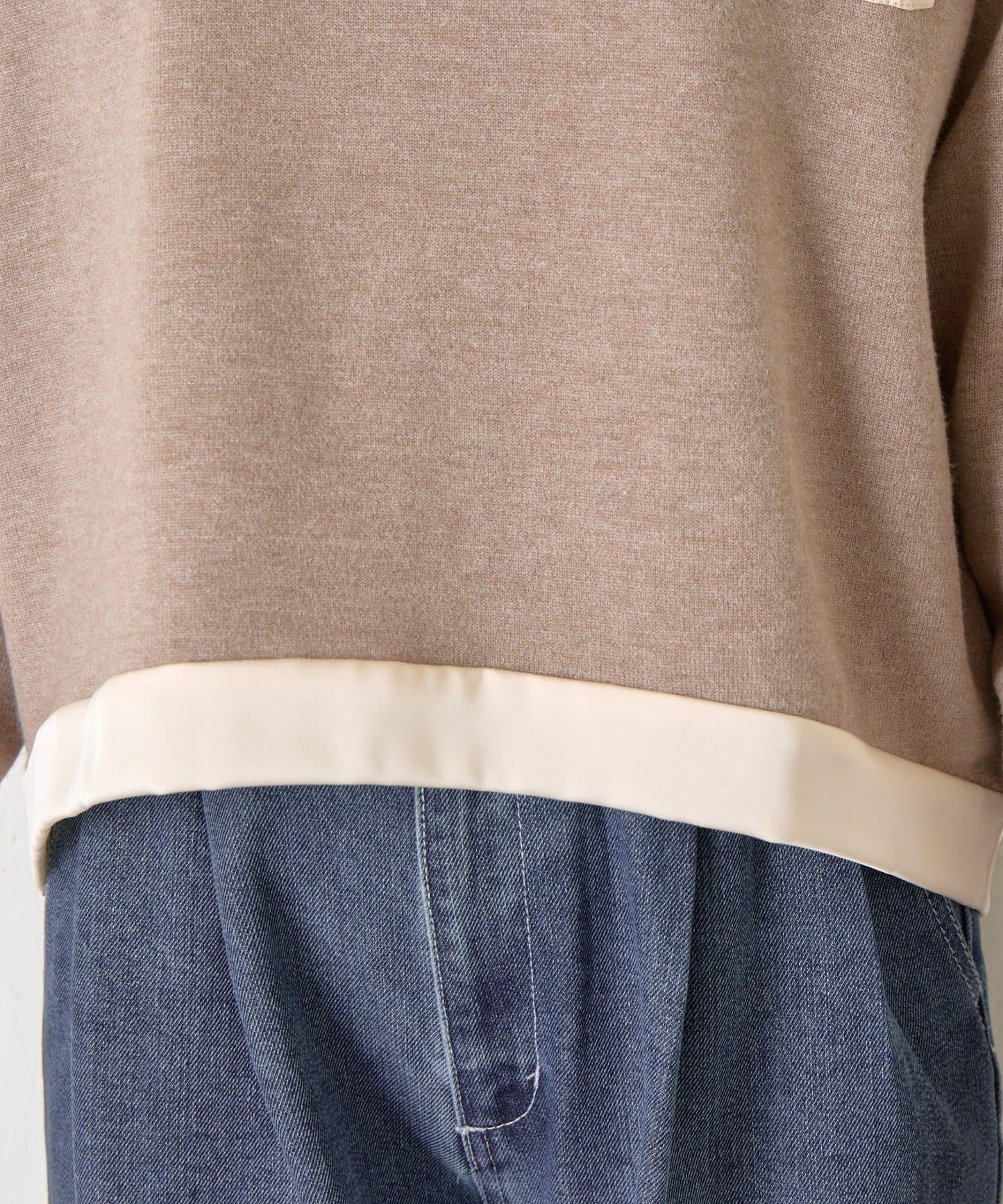 口袋拼色緞面針織衫