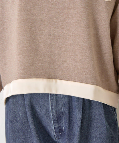 口袋拼色緞面針織衫