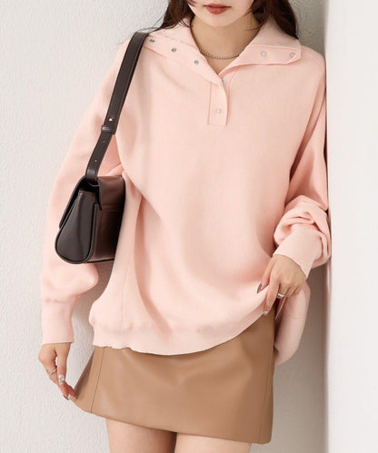 衛衣風格亨利領針織衫