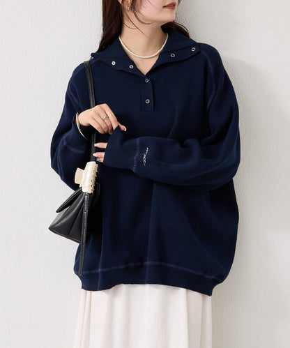 衛衣風格亨利領針織衫