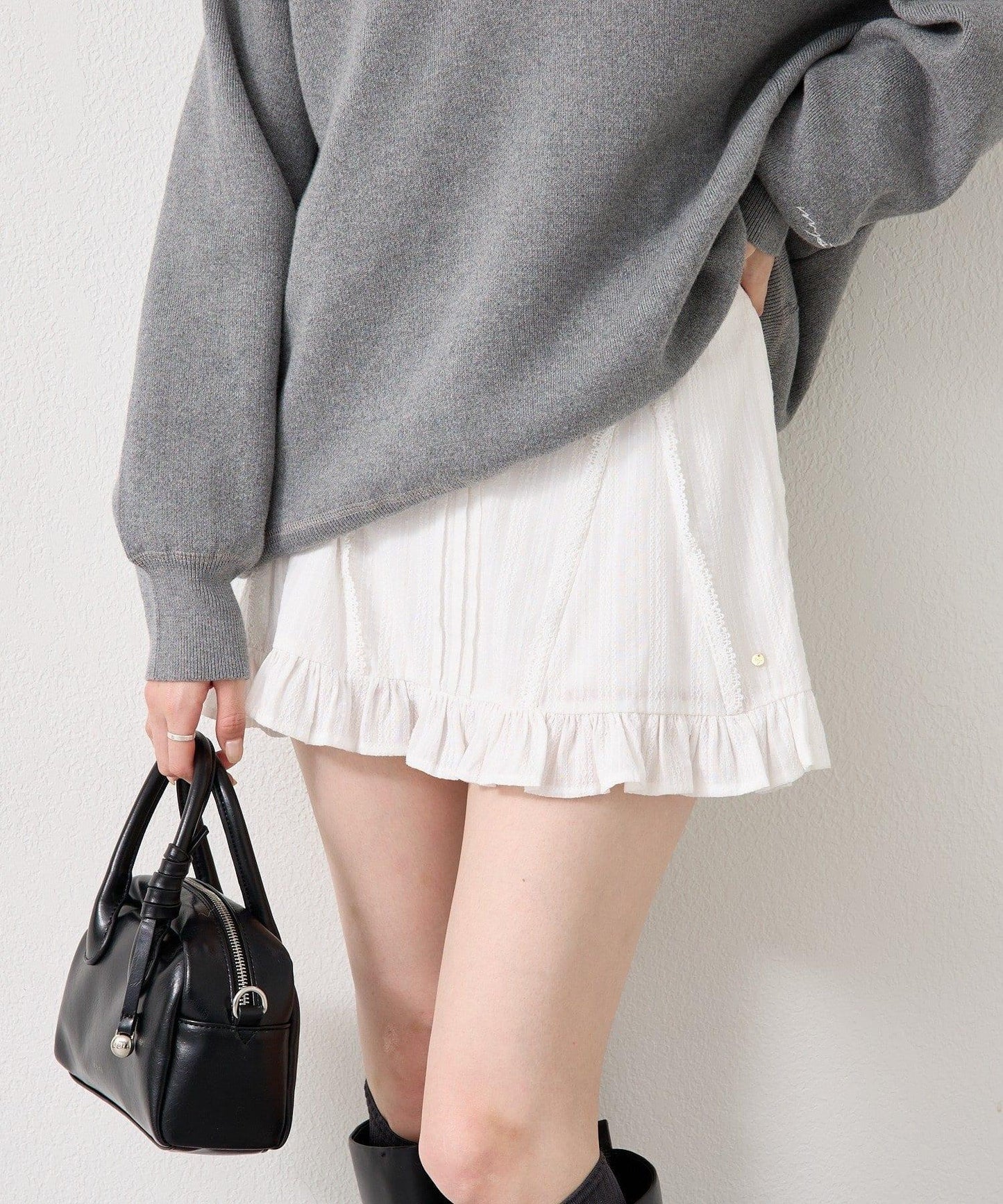 棉質荷葉邊迷你裙