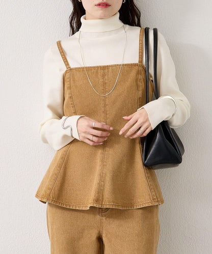 荷葉邊牛仔吊帶上衣