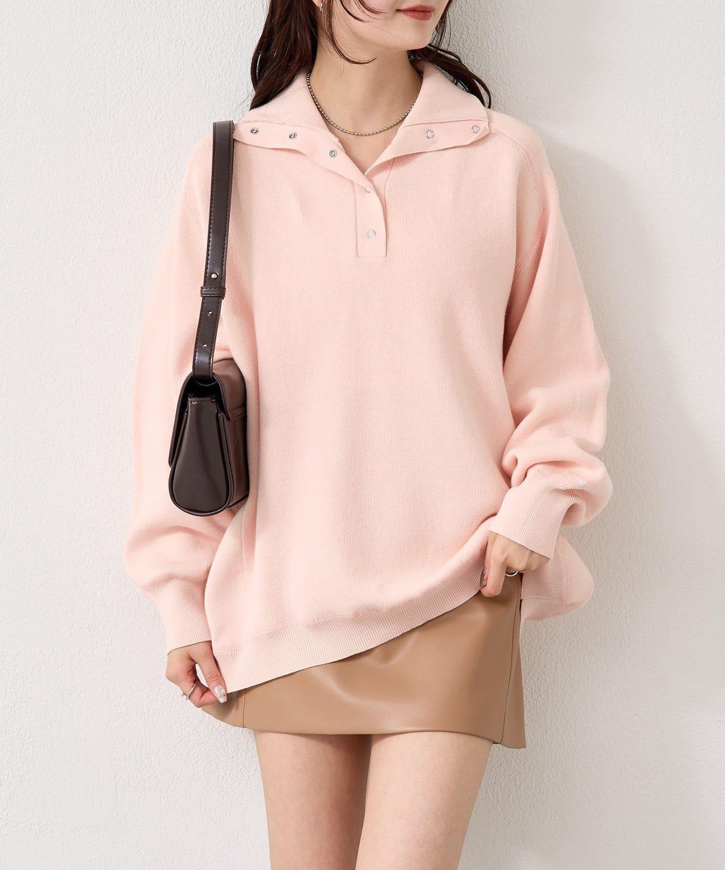 衛衣風格亨利領針織衫