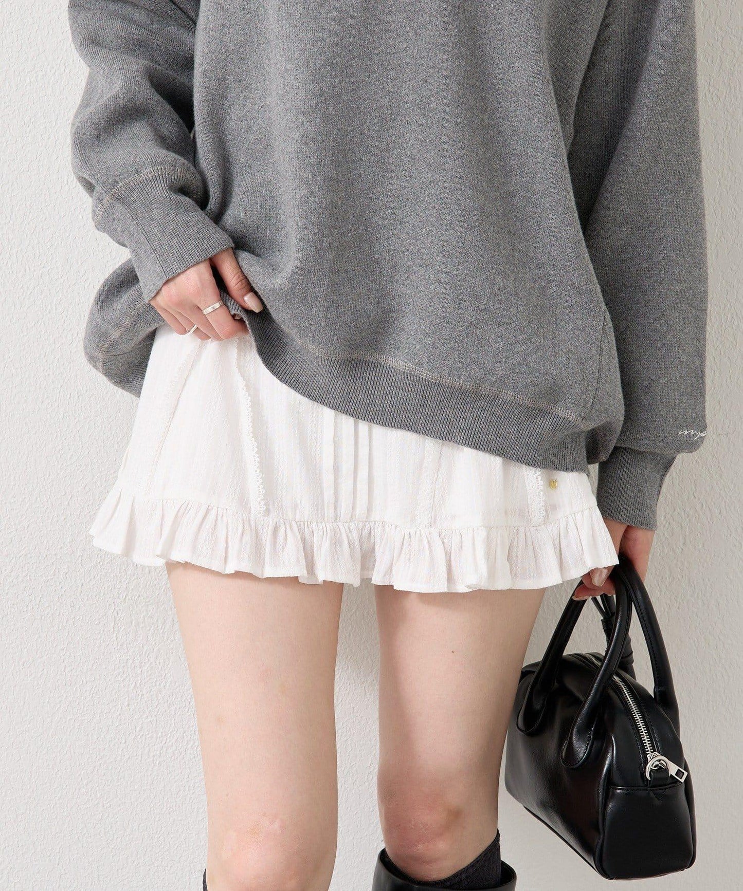 棉質荷葉邊迷你裙